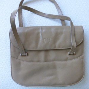 NINA RICCI PARIS taupe tan LEATHER bag Vintage